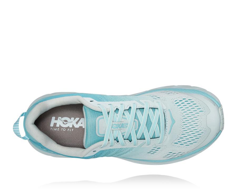 Zapatos Para Caminar Hoka One One Mujer Azules/Blancos - Clifton 6 - WHZY36718